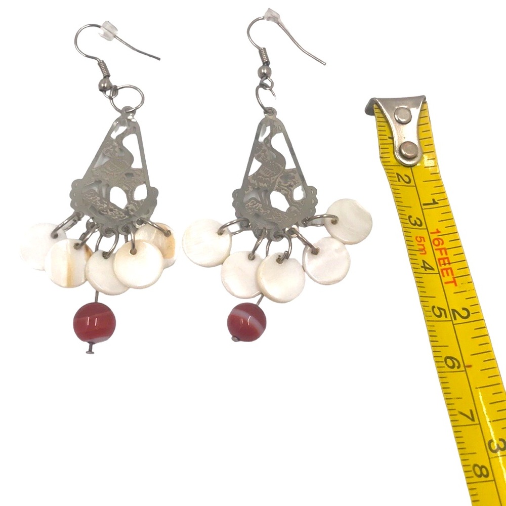 Crane Silver Tone Dangling Earrings - image 3